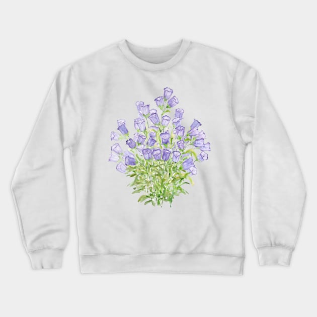 blue gentiana scabra flower watercolor Crewneck Sweatshirt by colorandcolor